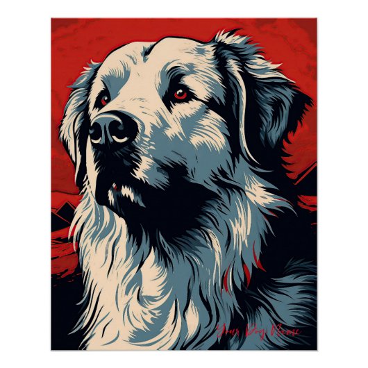 De Grote Pyreneeën Hond, Rood en Zwart 004 - Ulise Perfect Poster (Voorkant)