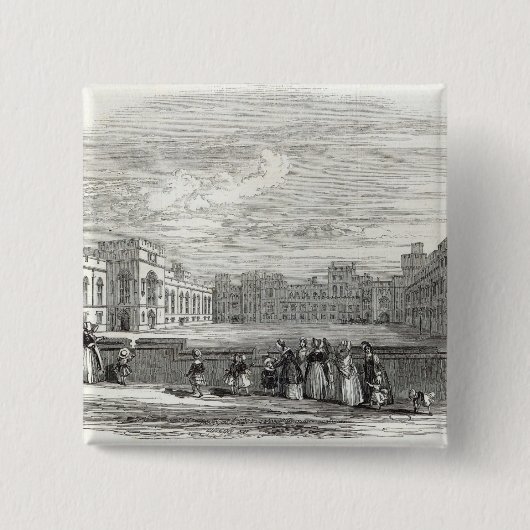 De Grote Quadrangle, het kasteel van Windsor Vierkante Button 5,1 Cm (Voorkant)
