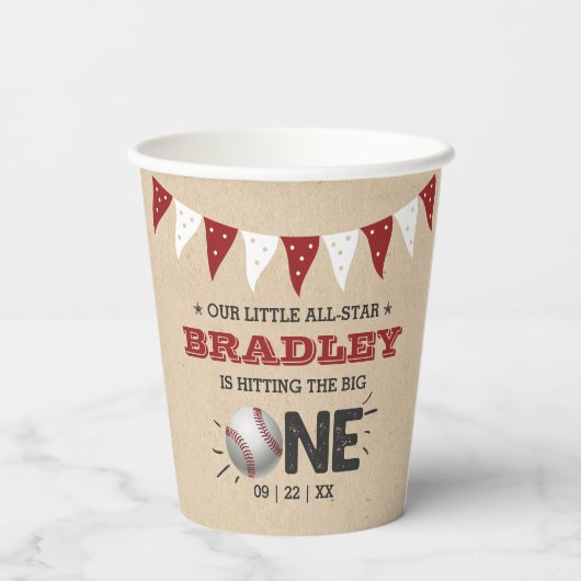 De grote raken | Honkbal 1e verjaardag Papieren Bekers (Achterkant)