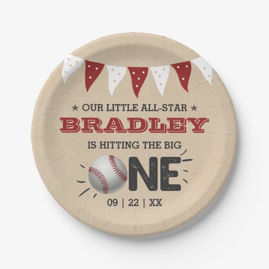 De grote raken | Honkbal 1e verjaardag Papieren Bordje (Voorkant)