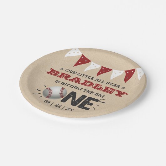 De grote raken | Honkbal 1e verjaardag Papieren Bordje (Gekanteld)