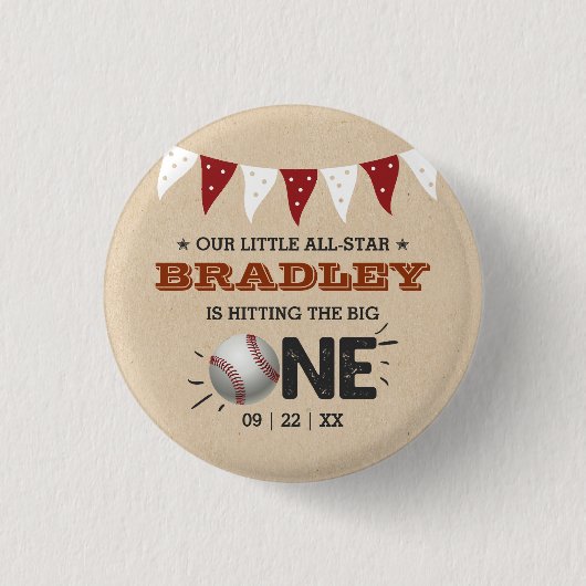 De grote raken | Honkbal 1e verjaardag Ronde Button 3,2 Cm (Voorkant)