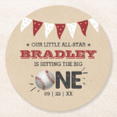 De grote raken | Honkbal 1e verjaardag Ronde Kartonnen Onderzetter (Voorkant)