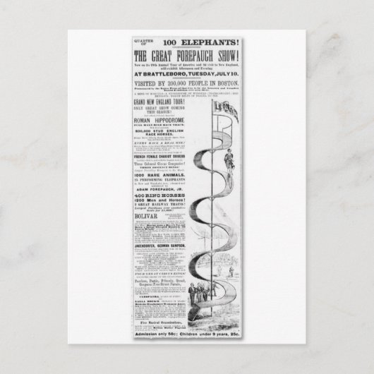 De grote reclame voor forepaugh-Show Briefkaart (Voorkant)