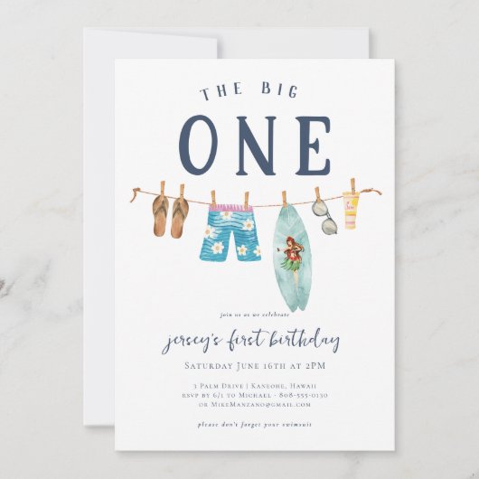 De grote | Retro Summer Surf Birthday Kaart (Voorkant)