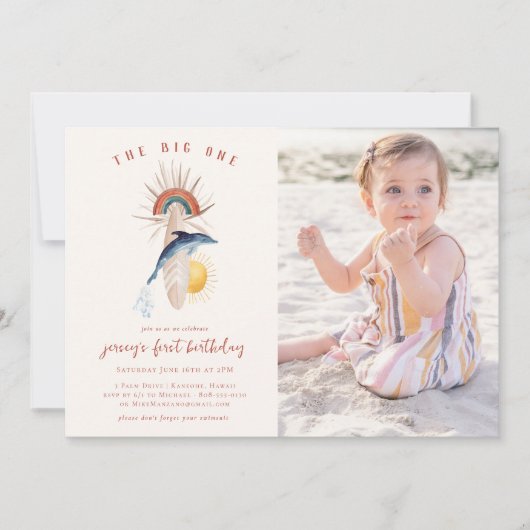 De grote | Retro Summer Surf Birthday Kaart (Voorkant)