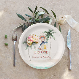 De grote | Retro Summer Surf Birthday Papieren Bordje