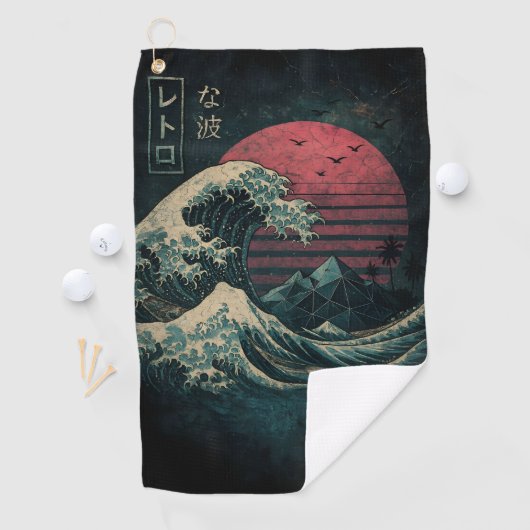 De grote Retro Wave Classic Golfhanddoek (Insitu)