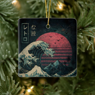 De grote Retro Wave Classic Keramisch Ornament