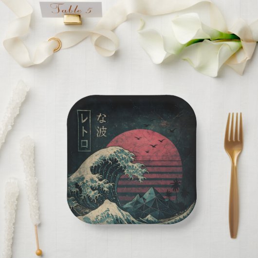 De grote Retro Wave Classic Papieren Bordje (Huwelijk)