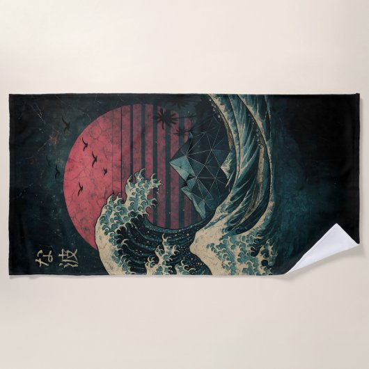 De grote Retro Wave Classic Strandlaken (Voorkant)