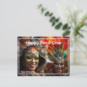 💜💛De Grote Revelry: Mardi Gras Magic Briefkaart (Staand voorkant)