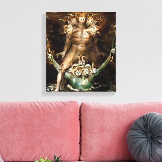 De Grote Rode Draak en het Beest van het Zee Canvas Afdruk (Insitu (Woonkamer))