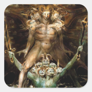 De Grote Rode Draak en het Beest van het Zee Vierkante Sticker