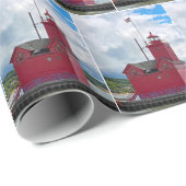 De grote rode vuurtoren van Holland Michigan Cadeaupapier (Rol Hoek)