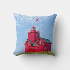 De grote rode vuurtoren van Holland Michigan Kussen