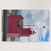 De grote rode vuurtoren van Holland Michigan Legpuzzel (Horizontaal)