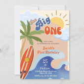 De Grote Roest Retro Surfen Eerste Verjaardag Kaart (Voorkant)