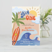De Grote Roest Retro Surfen Eerste Verjaardag Kaart (Staand voorkant)