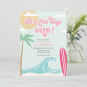 De Grote Roze Strand Verjaardagsuitnodiging Kaart (Staand voorkant)