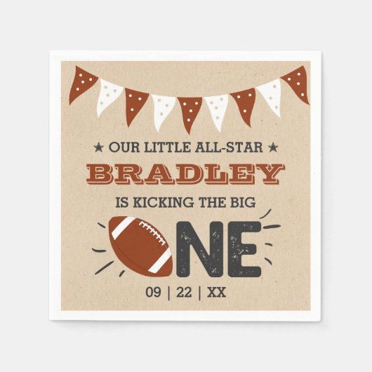 De grote schoppen | Football 1e verjaardag Servet (Voorkant)
