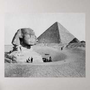 De Grote Sfinx, 1877. Oude foto Poster