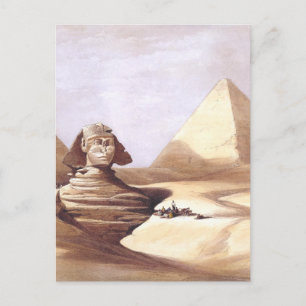 De grote sfinx, de piramides van Gizeh Briefkaart