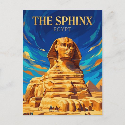 De Grote Sfinx Egypte Briefkaart (Voorkant)