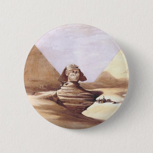De Grote Sfinx, Piramides van Giza Ronde Button 5,7 Cm (Voorkant)
