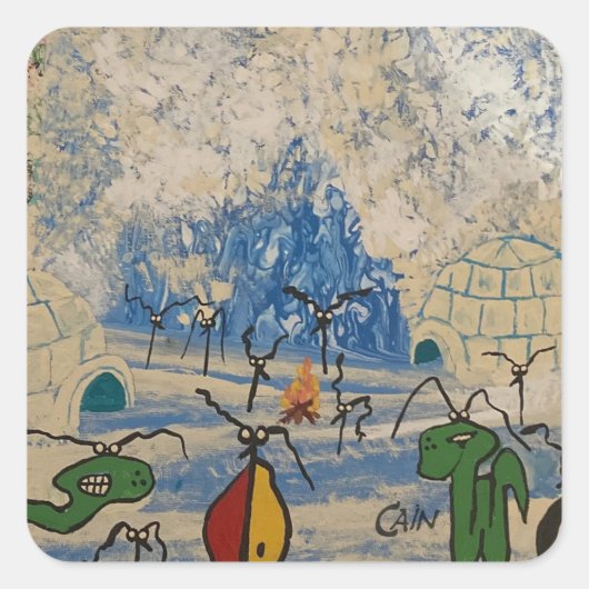DE GROTE SNEEUWSTORM VIERKANTE STICKER (Voorkant)