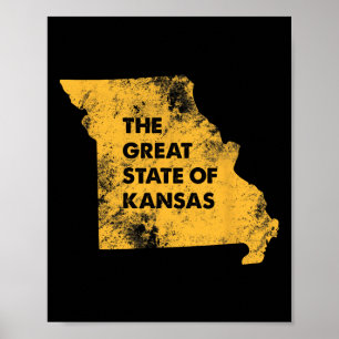 De Grote Staat Kansas Missouri Kaart  Poster