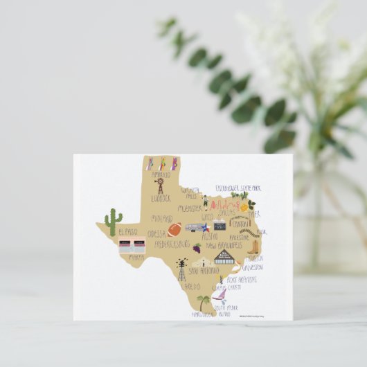 De Grote Staat Texas Briefkaart (Staand voorkant)