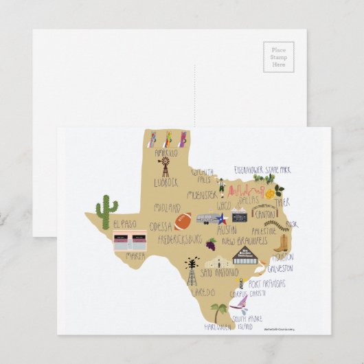 De Grote Staat Texas Briefkaart (Voorkant / Achterkant)
