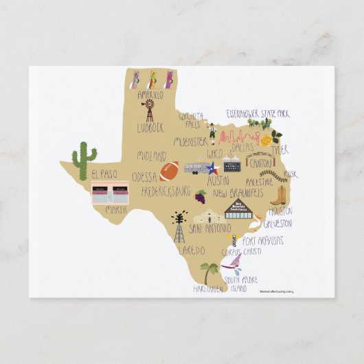 De Grote Staat Texas Briefkaart (Voorkant)