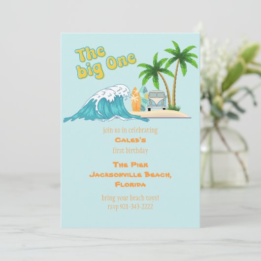 De Grote, Strand en surf verjaardagsthema feest Kaart (Staand voorkant)