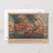 De grote strijd in Charleston 1863 burgeroorlog Briefkaart (Voorkant / Achterkant)