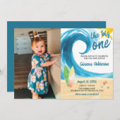 De grote Surfer eerste verjaardag uitnodiging (Voorkant / Achterkant)