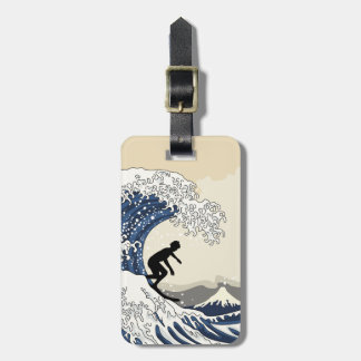De Grote Surfer van Kanagawa Bagagelabel