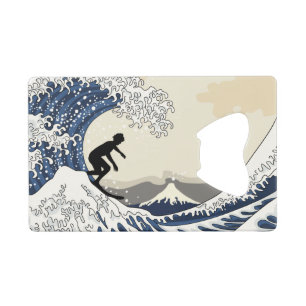 De Grote Surfer van Kanagawa Creditkaart Flessenopener
