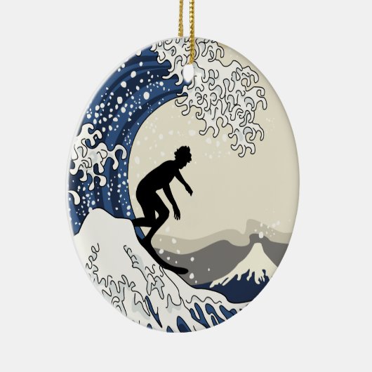 De Grote Surfer van Kanagawa Keramisch Ornament (Rechts)