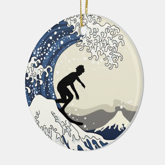 De Grote Surfer van Kanagawa Keramisch Ornament (Links)
