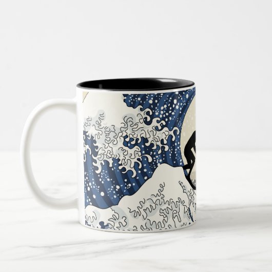 De Grote Surfer van Kanagawa Tweekleurige Koffiemok (Links)