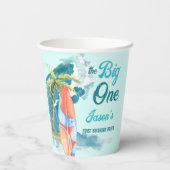 De grote surfwedstrijd op 1 verjaardag papieren bekers (Achterkant)