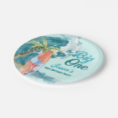 De grote surfwedstrijd op 1 verjaardag papieren bordje (Gekanteld)