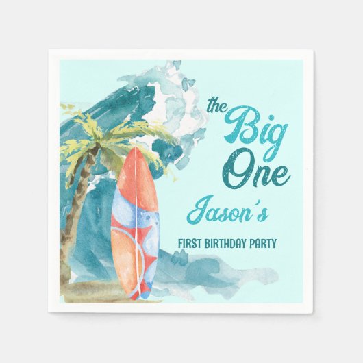 De grote surfwedstrijd op 1 verjaardag servet (Voorkant)