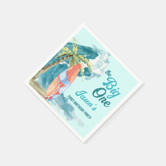 De grote surfwedstrijd op 1 verjaardag servet (Hoek)