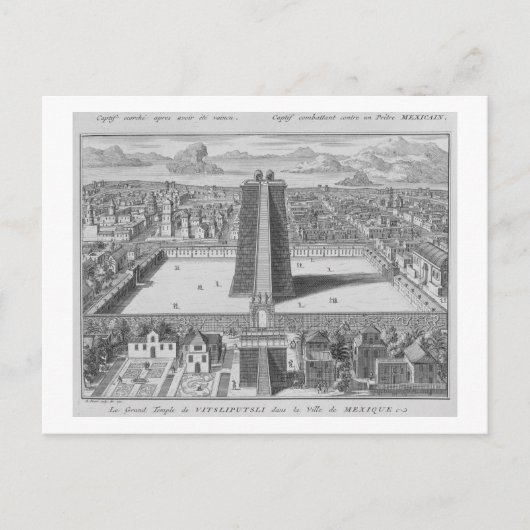 De Grote tempel van Vitsliputsli in Mexico City, i Briefkaart (Voorkant)