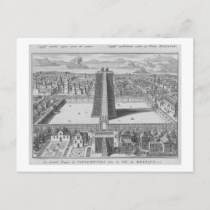 De Grote tempel van Vitsliputsli in Mexico City, i Briefkaart