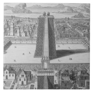De Grote tempel van Vitsliputsli in Mexico City, i Tegeltje