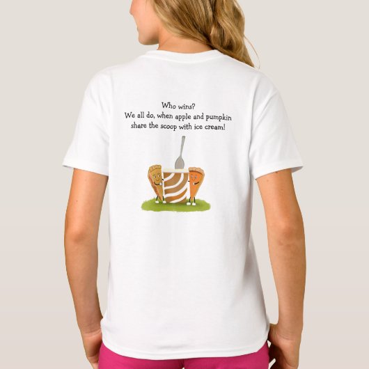 De Grote Thanksgiving Showdown Pumpkin en Apple T-shirt (Achterkant)